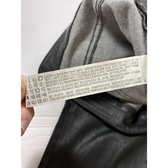 Zara Basic Coated Jeans Black Size 6 Skinny Leg Mid Rise Ankle Zippers Jeggings - Picture 15 of 16